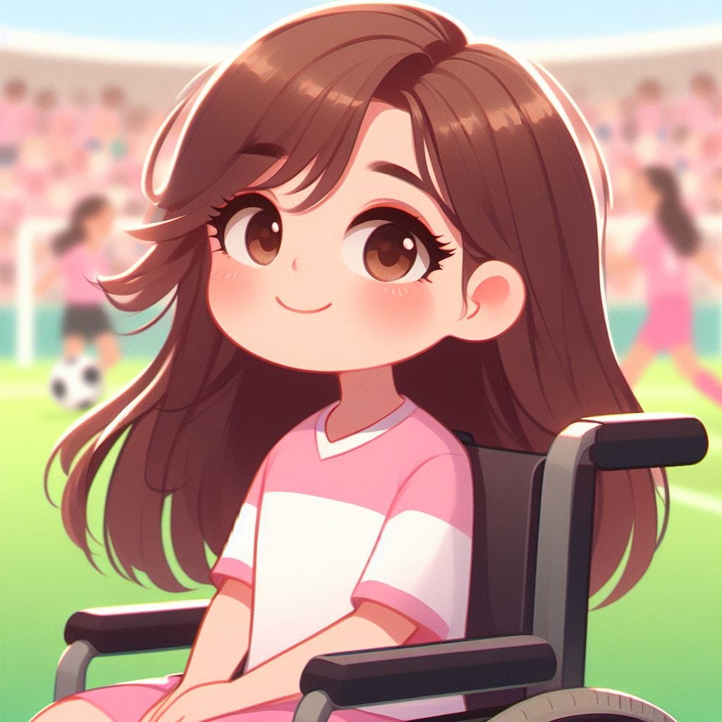 _f3de7b4f-af2b-40eb-a2c4-b38bd2e39ba1 Chapter illustration: Carolina, in a pink and white shirt, at the edge of the football pitch.